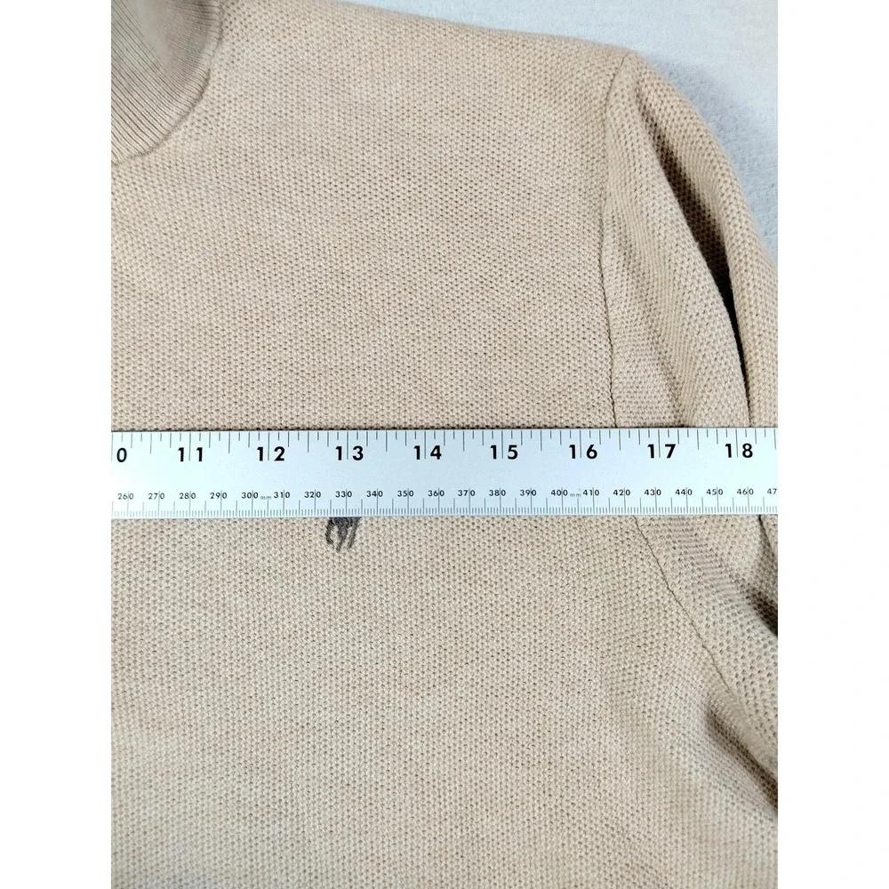 Polo Ralph‎ Lauren Sweater Mens Large Beige Cotton 1/4 Zip Mesh Lightweight Pony